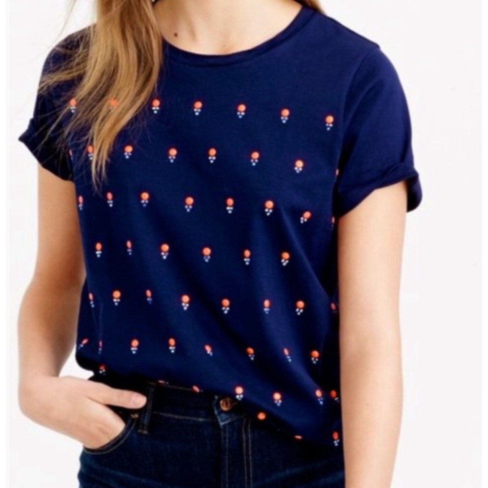 J. Crew Embellished Navy Short Sleeve Tee Size S